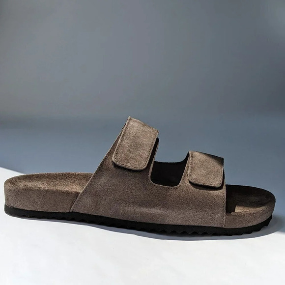NWT The Men's Store Bloomingdale's Two Strap Grey Sandals Size 8 (MSRP $145) - Picture 1 of 8